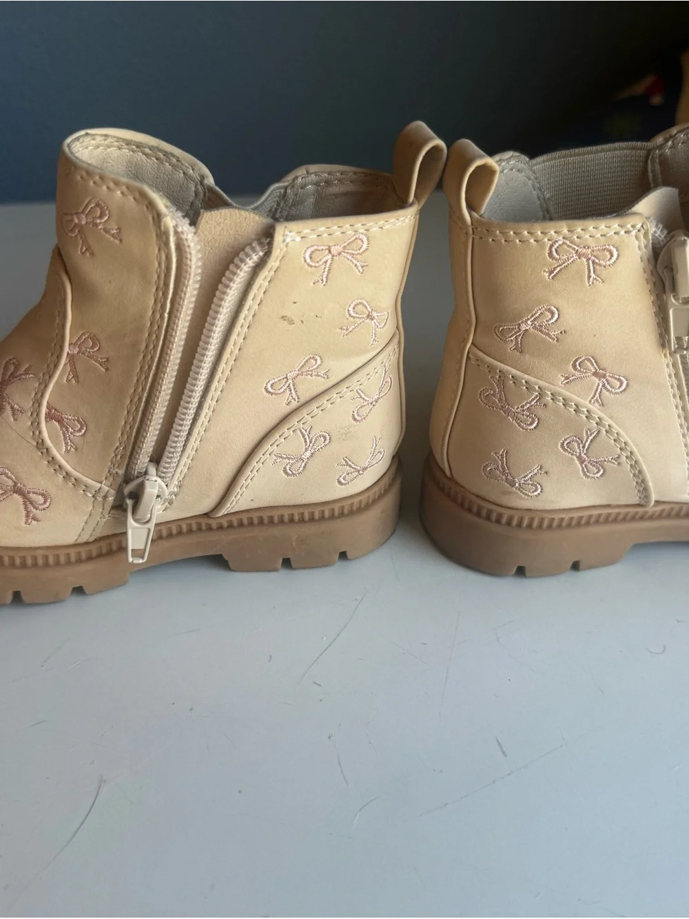 wonder nation Cream Floral Kids Rain Boots with Pink Trim